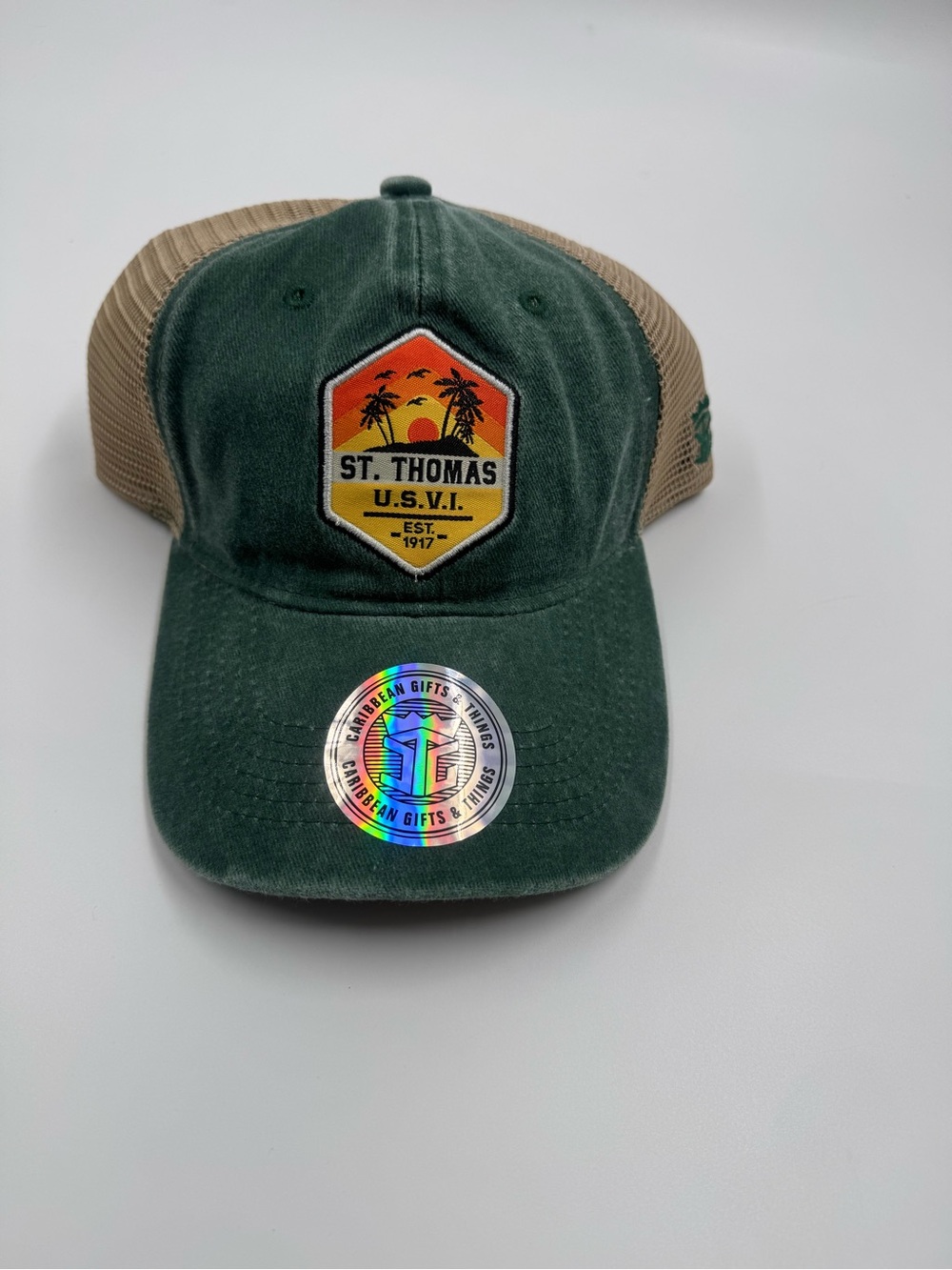 St. Thomas U.S.V.I. Patch Trucker Hat - Forest Green & Khaki
